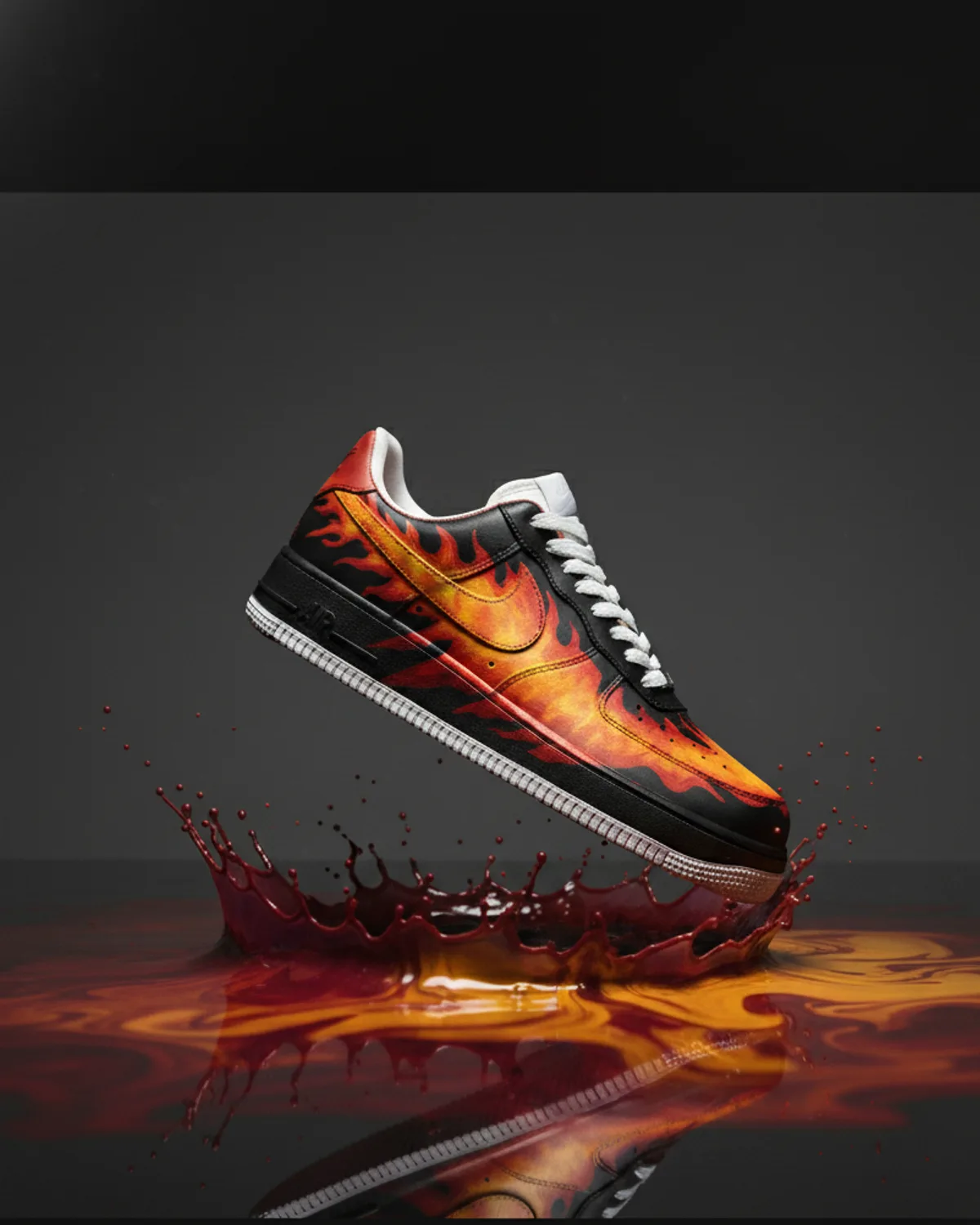 Infernal Flame — hand-painted custom sneakers by Painted Juttay